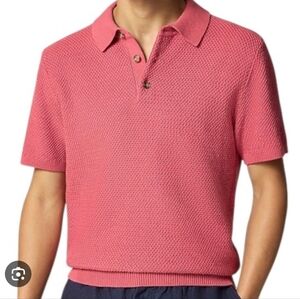 J Crew Short-sleeve cotton seed-stitch sweater-polo CG329 Size XL NWT Coral/Pink